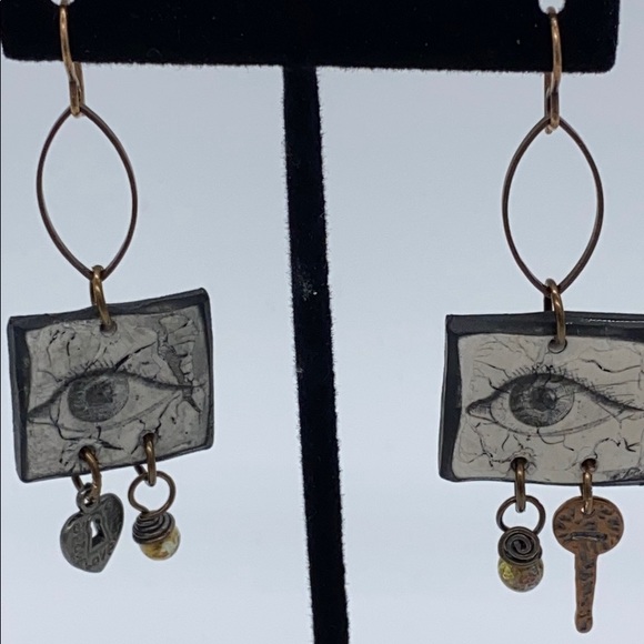 Artisan Eye Design Earrings with Charms - Picture 3 of 5